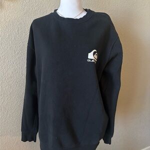 Quiksilver Men's Black Crewneck Sweater with Small White Logo